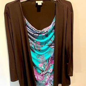 Paisley top with faux jacket